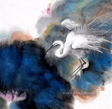 Chinesische Werke - Reiher in Wolken Chinesische Malerei
